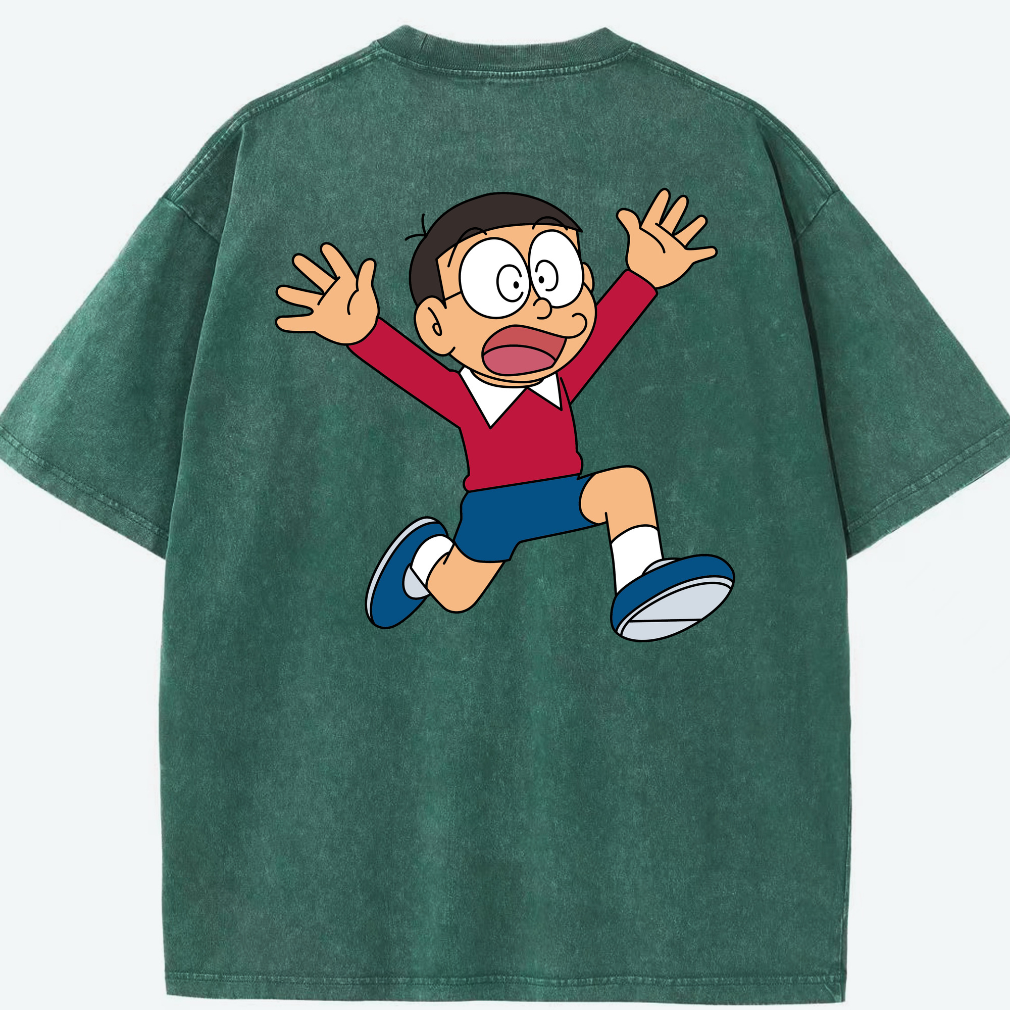 （画像用） ドラえもん 野比 のび太 Doraemon Nobita Nobi 綿100% ヴィンテージ風 半袖Tシャツ（背面プリント）